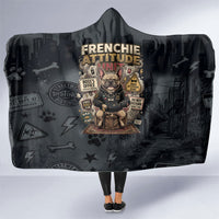 French Bulldog Tiny Body Major Attitude Hooded Blanket Urban Streetwear Cool Frenchie Mascot Art