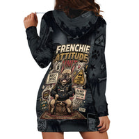 French Bulldog Tiny Body Major Attitude Hoodie Dress Urban Streetwear Cool Frenchie Mascot Art