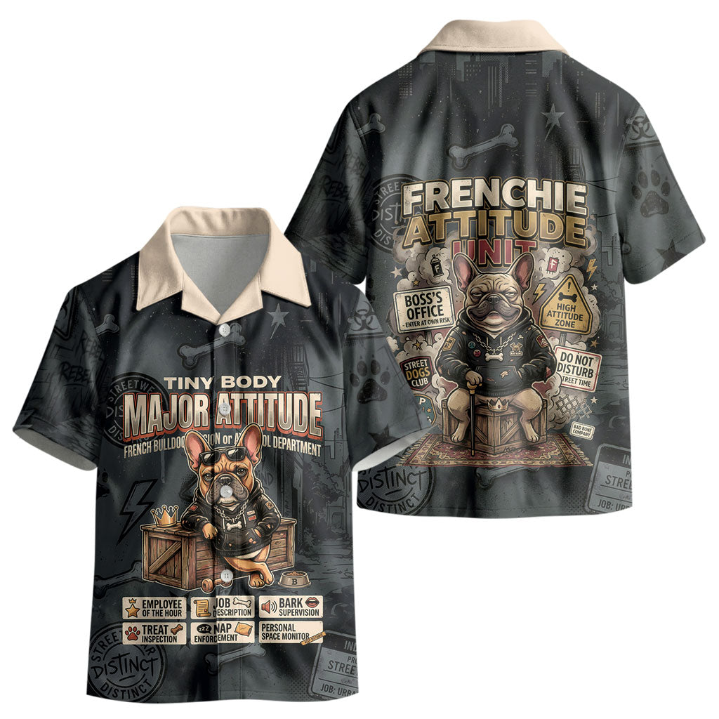 French Bulldog Tiny Body Major Attitude Kid Hawaiian Shirt Urban Streetwear Cool Frenchie Mascot Art