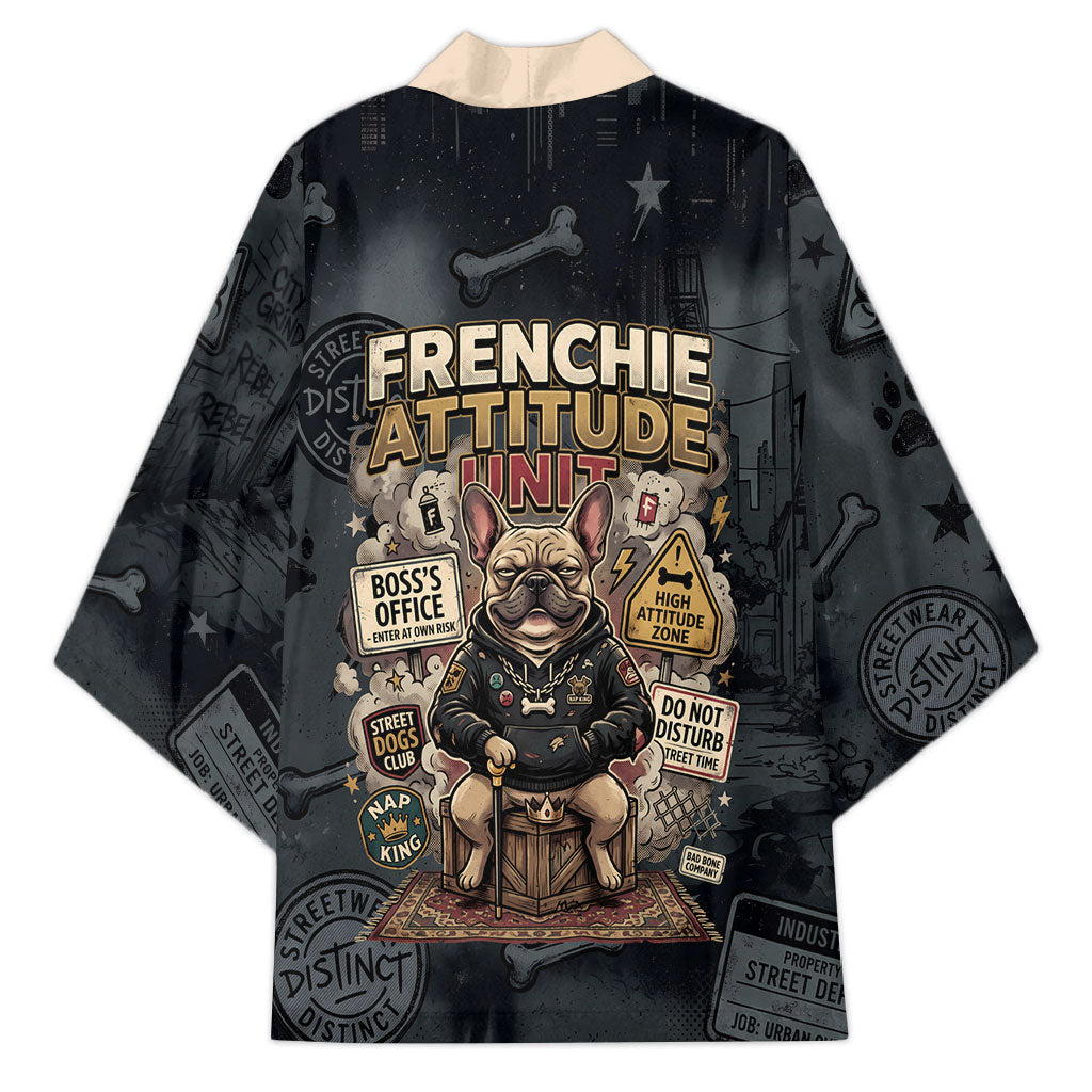French Bulldog Tiny Body Major Attitude Kimono Urban Streetwear Cool Frenchie Mascot Art