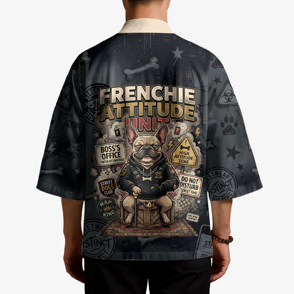 French Bulldog Tiny Body Major Attitude Kimono Urban Streetwear Cool Frenchie Mascot Art