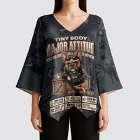 French Bulldog Tiny Body Major Attitude Kimono Sleeve Blouse Urban Streetwear Cool Frenchie Mascot Art