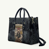 French Bulldog Tiny Body Major Attitude Leather Bag Urban Streetwear Cool Frenchie Mascot Art