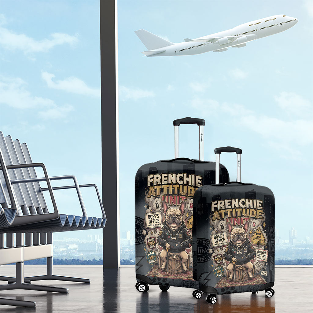 French Bulldog Tiny Body Major Attitude Luggage Cover Urban Streetwear Cool Frenchie Mascot Art