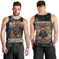 French Bulldog Tiny Body Major Attitude Men Tank Top Urban Streetwear Cool Frenchie Mascot Art