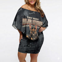 French Bulldog Tiny Body Major Attitude Off Shoulder Short Dress Urban Streetwear Cool Frenchie Mascot Art