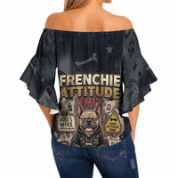 French Bulldog Tiny Body Major Attitude Off Shoulder Wrap Waist Top Urban Streetwear Cool Frenchie Mascot Art