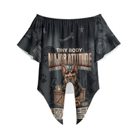French Bulldog Tiny Body Major Attitude Off Shoulder Wrap Waist Top Urban Streetwear Cool Frenchie Mascot Art