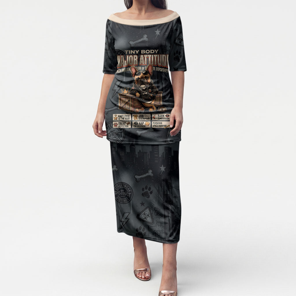 French Bulldog Tiny Body Major Attitude Puletasi Urban Streetwear Cool Frenchie Mascot Art