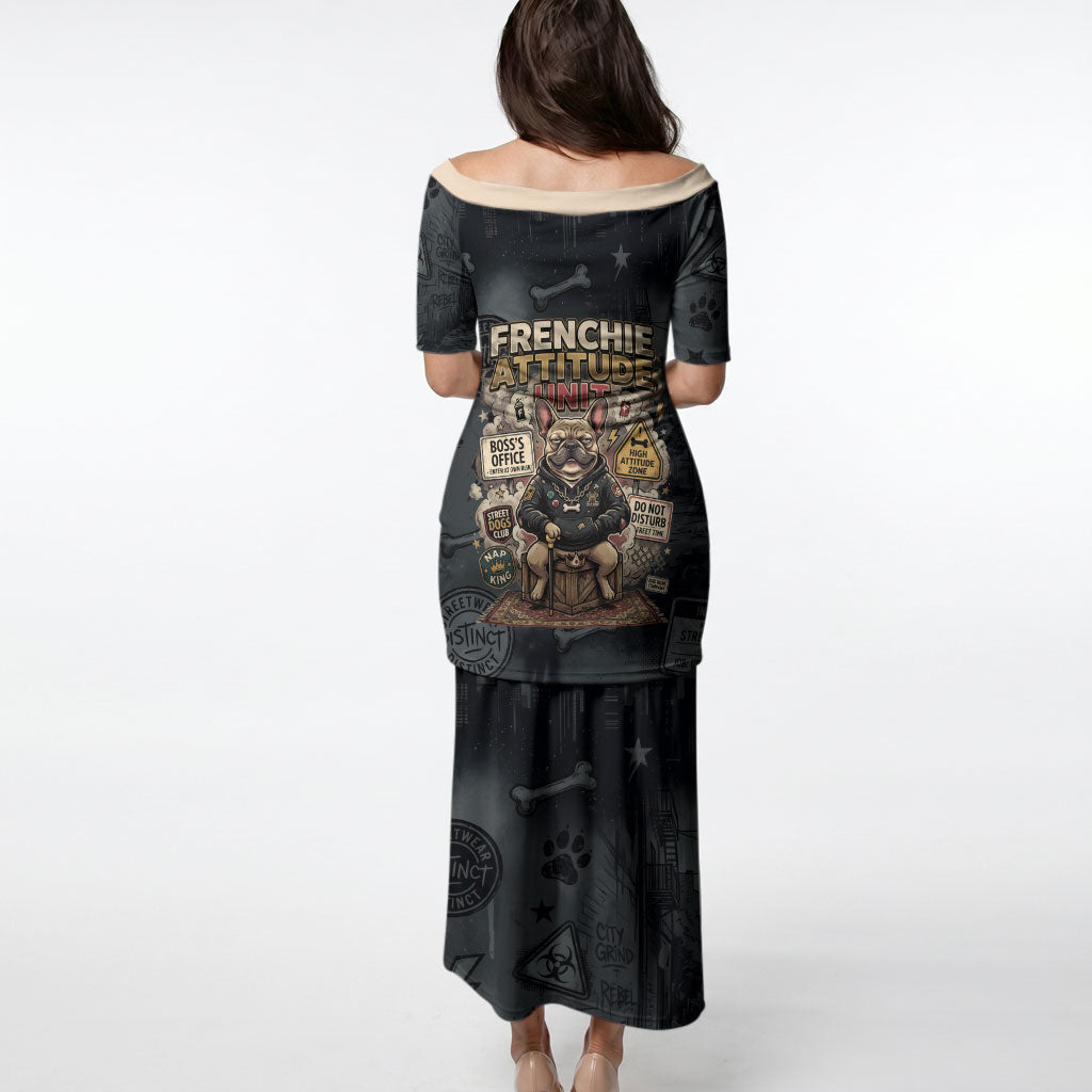 French Bulldog Tiny Body Major Attitude Puletasi Urban Streetwear Cool Frenchie Mascot Art