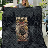 French Bulldog Tiny Body Major Attitude Quilt Urban Streetwear Cool Frenchie Mascot Art