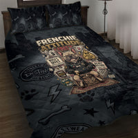 French Bulldog Tiny Body Major Attitude Quilt Bed Set Urban Streetwear Cool Frenchie Mascot Art