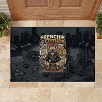 French Bulldog Tiny Body Major Attitude Rubber Doormat Urban Streetwear Cool Frenchie Mascot Art