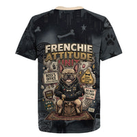 French Bulldog Tiny Body Major Attitude Rugby Jersey Urban Streetwear Cool Frenchie Mascot Art