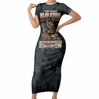 French Bulldog Tiny Body Major Attitude Short Sleeve Bodycon Dress Urban Streetwear Cool Frenchie Mascot Art
