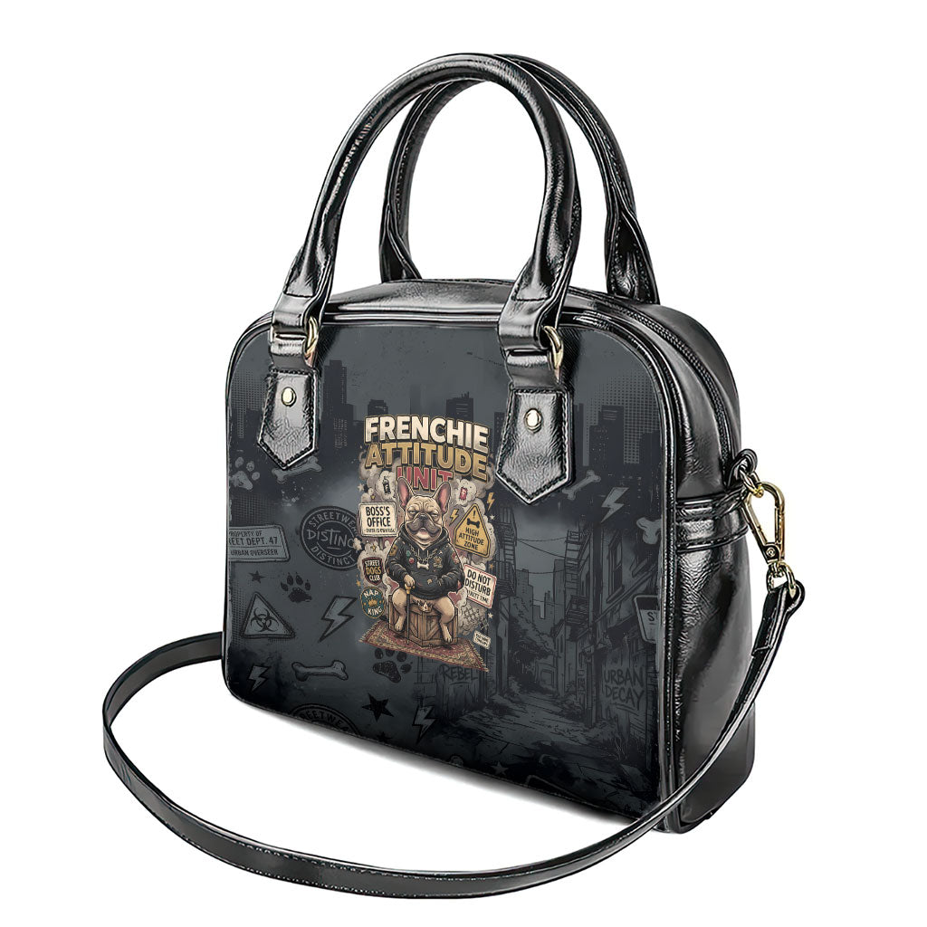 French Bulldog Tiny Body Major Attitude Shoulder Handbag Urban Streetwear Cool Frenchie Mascot Art