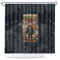 French Bulldog Tiny Body Major Attitude Shower Curtain Urban Streetwear Cool Frenchie Mascot Art
