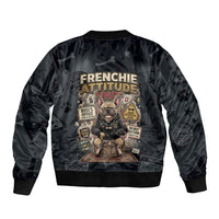 French Bulldog Tiny Body Major Attitude Sleeve Zip Bomber Jacket Urban Streetwear Cool Frenchie Mascot Art