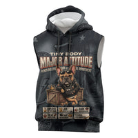 French Bulldog Tiny Body Major Attitude Sleeveless Hoodie Urban Streetwear Cool Frenchie Mascot Art