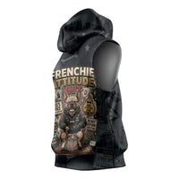 French Bulldog Tiny Body Major Attitude Sleeveless Hoodie Urban Streetwear Cool Frenchie Mascot Art