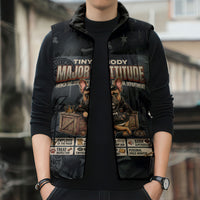 French Bulldog Tiny Body Major Attitude Sleeveless Puffer Jacket Urban Streetwear Cool Frenchie Mascot Art