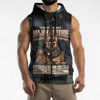 French Bulldog Tiny Body Major Attitude Sleeveless Zip Hoodie Urban Streetwear Cool Frenchie Mascot Art