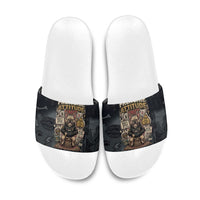 French Bulldog Tiny Body Major Attitude Slide Sandals Urban Streetwear Cool Frenchie Mascot Art