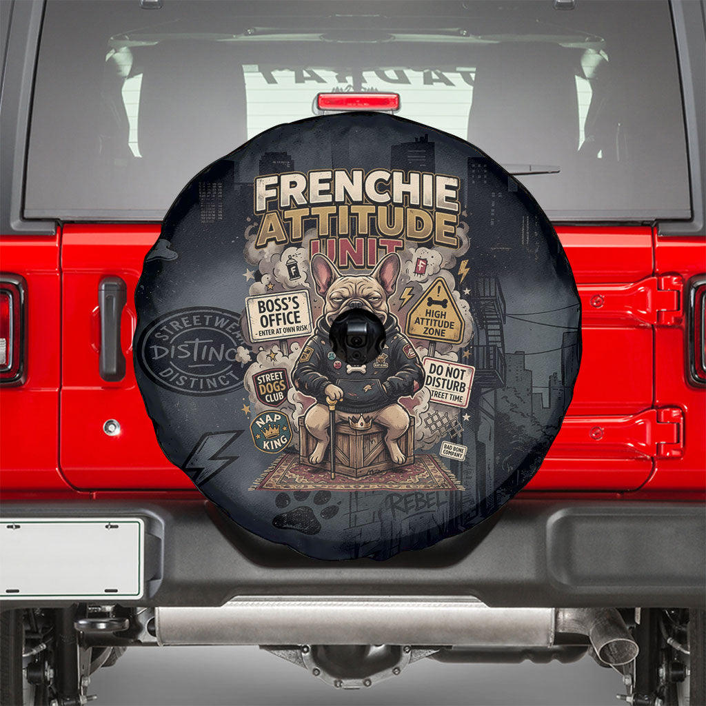 French Bulldog Tiny Body Major Attitude Spare Tire Cover Urban Streetwear Cool Frenchie Mascot Art
