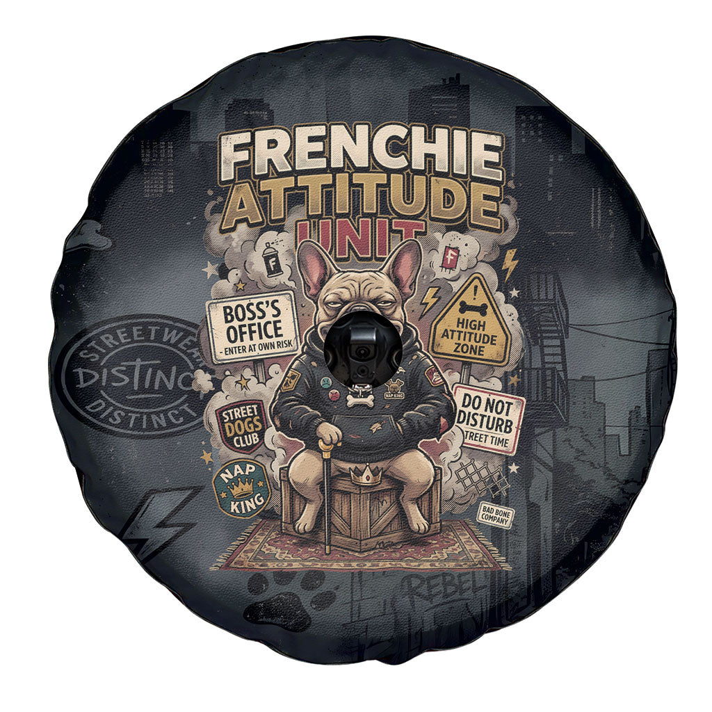 French Bulldog Tiny Body Major Attitude Spare Tire Cover Urban Streetwear Cool Frenchie Mascot Art