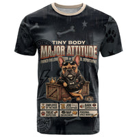 French Bulldog Tiny Body Major Attitude T Shirt Urban Streetwear Cool Frenchie Mascot Art