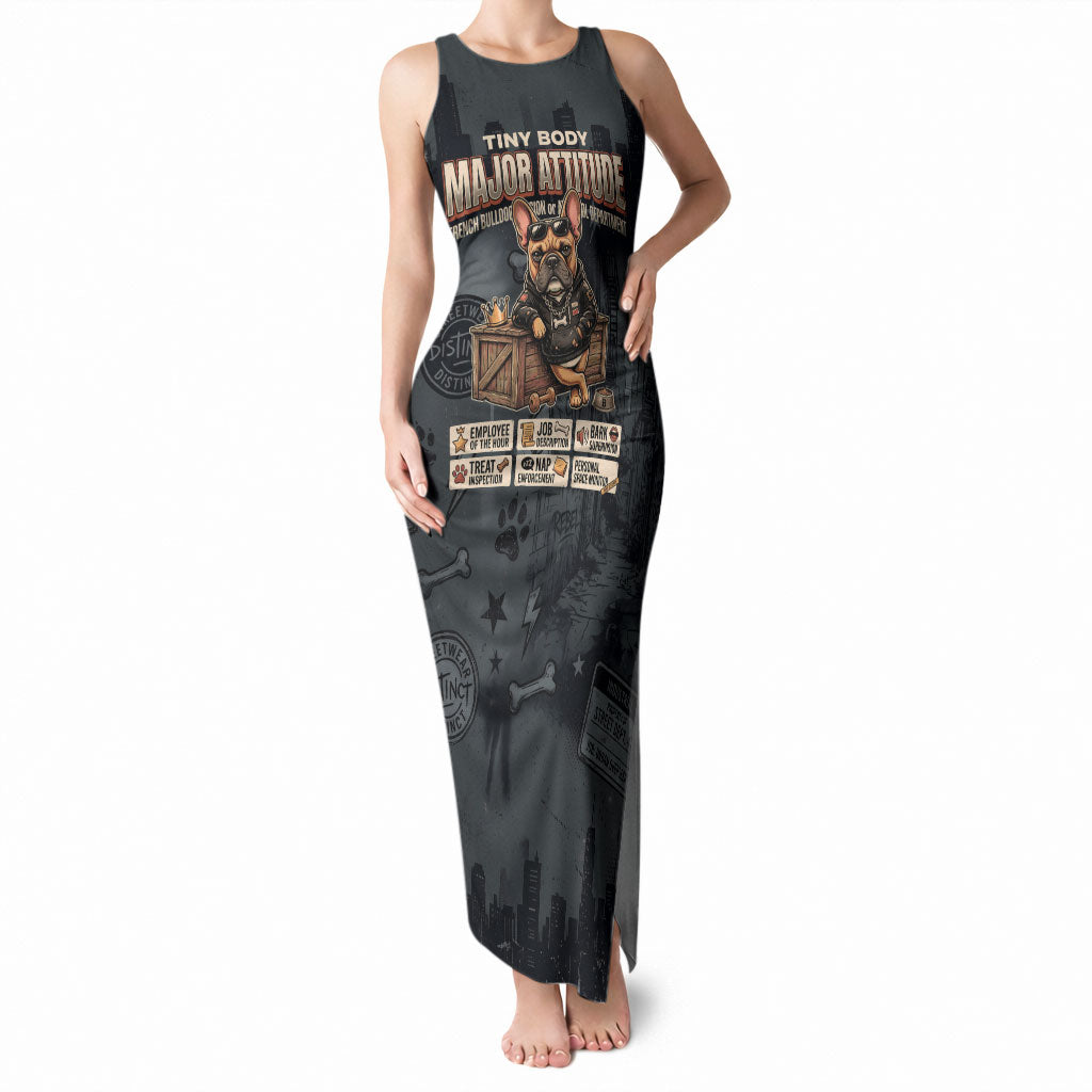 French Bulldog Tiny Body Major Attitude Tank Maxi Dress Urban Streetwear Cool Frenchie Mascot Art