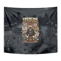French Bulldog Tiny Body Major Attitude Tapestry Urban Streetwear Cool Frenchie Mascot Art