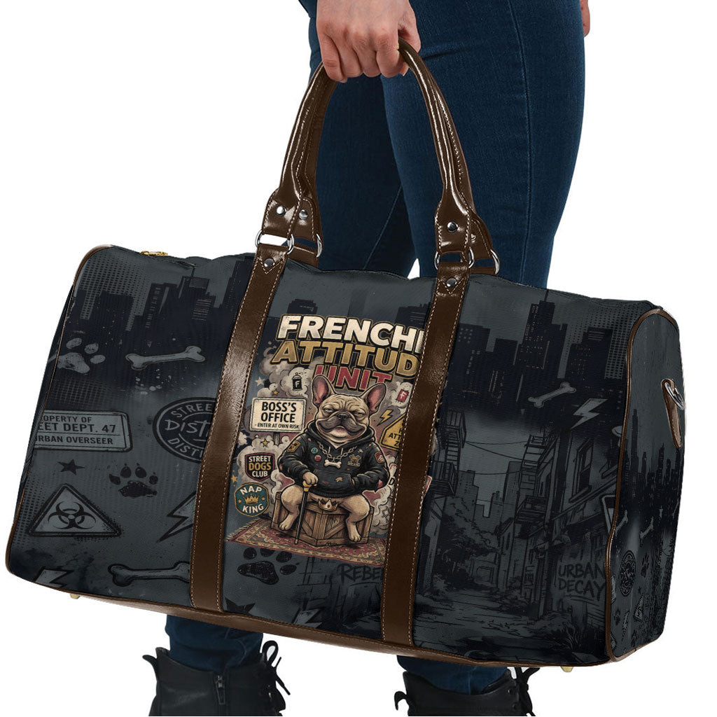 French Bulldog Tiny Body Major Attitude Travel Bag Urban Streetwear Cool Frenchie Mascot Art
