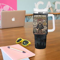 French Bulldog Tiny Body Major Attitude Tumbler With Handle Urban Streetwear Cool Frenchie Mascot Art