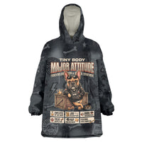 French Bulldog Tiny Body Major Attitude Wearable Blanket Hoodie Urban Streetwear Cool Frenchie Mascot Art