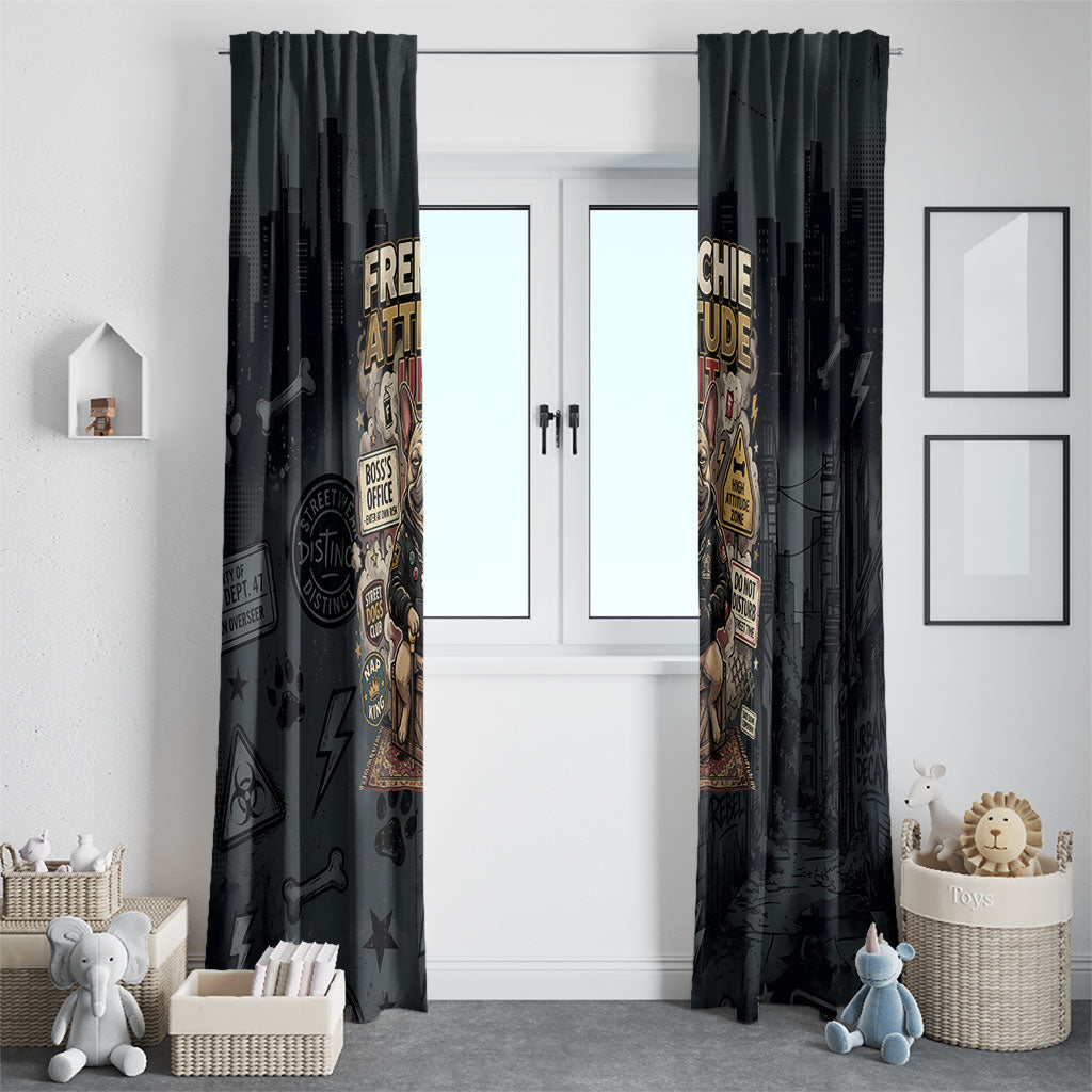 French Bulldog Tiny Body Major Attitude Window Curtain Urban Streetwear Cool Frenchie Mascot Art