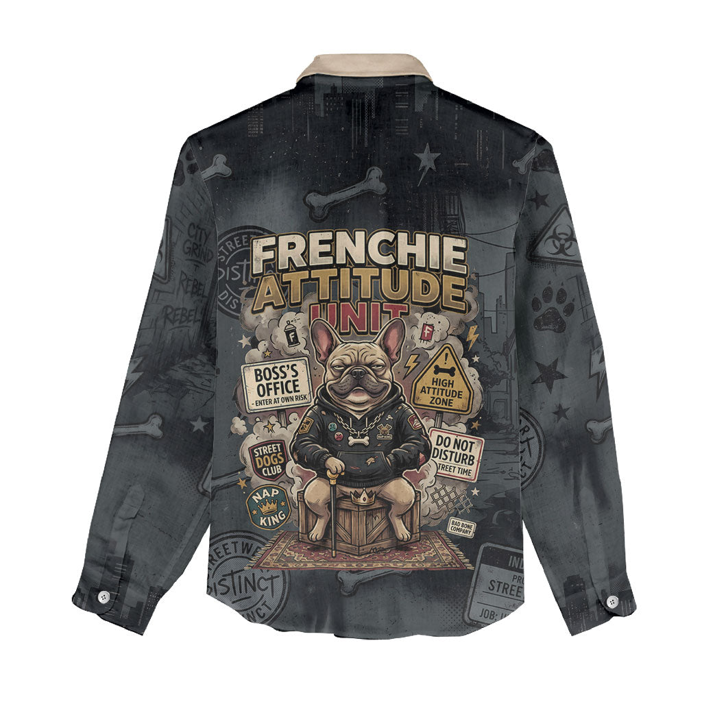 French Bulldog Tiny Body Major Attitude Women Casual Shirt Urban Streetwear Cool Frenchie Mascot Art
