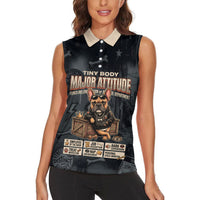 French Bulldog Tiny Body Major Attitude Women Sleeveless Polo Shirt Urban Streetwear Cool Frenchie Mascot Art