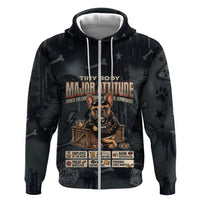 French Bulldog Tiny Body Major Attitude Zip Hoodie Urban Streetwear Cool Frenchie Mascot Art