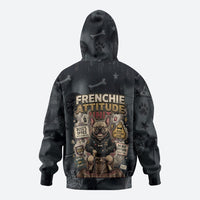 French Bulldog Tiny Body Major Attitude Zip Hoodie Urban Streetwear Cool Frenchie Mascot Art