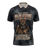 French Bulldog Tiny Body Major Attitude Zipper Polo Shirt Urban Streetwear Cool Frenchie Mascot Art