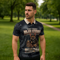 French Bulldog Tiny Body Major Attitude Zipper Polo Shirt Urban Streetwear Cool Frenchie Mascot Art