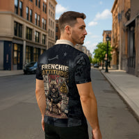 French Bulldog Tiny Body Major Attitude Zipper Polo Shirt Urban Streetwear Cool Frenchie Mascot Art