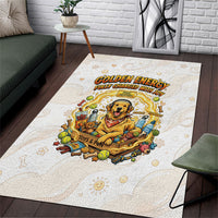 Powered By Golden Energy Area Rug Golden Retriever In Toy Retro Comic Crate Art
