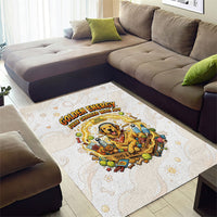 Powered By Golden Energy Area Rug Golden Retriever In Toy Retro Comic Crate Art