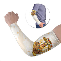Powered By Golden Energy Arm Sleeves Golden Retriever In Toy Retro Comic Crate Art