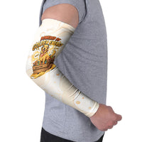 Powered By Golden Energy Arm Sleeves Golden Retriever In Toy Retro Comic Crate Art