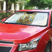 Powered By Golden Energy Auto Sun Shade Golden Retriever In Toy Retro Comic Crate Art