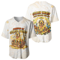 Powered By Golden Energy Baseball Jersey Golden Retriever In Toy Retro Comic Crate Art