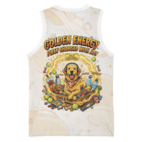 Powered By Golden Energy Basketball Jersey Golden Retriever In Toy Retro Comic Crate Art